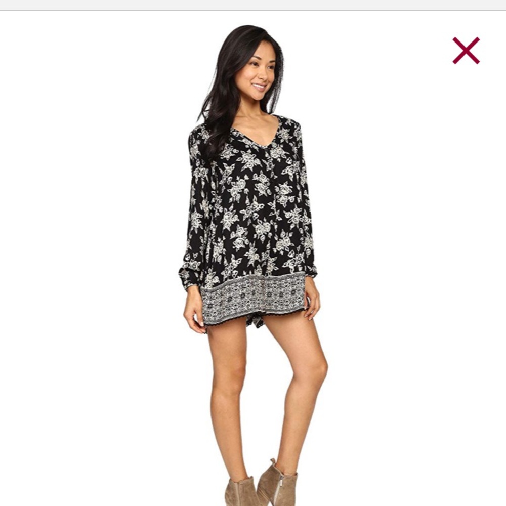 Volcom Black Floral Romper Small - Picture 4 of 8